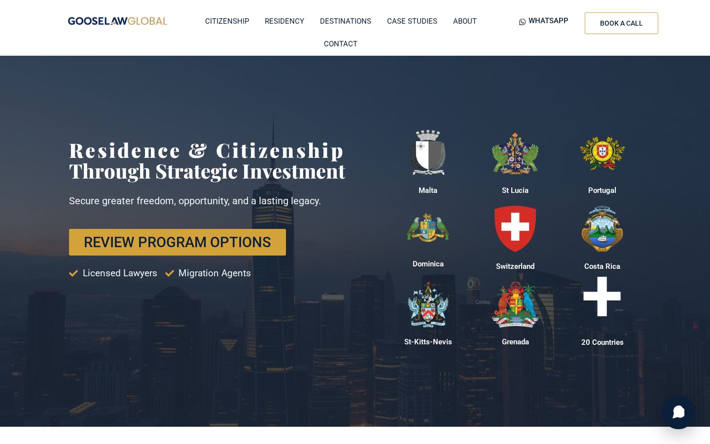 Homepage screenshot of the Goose Law Global website built by InsightWeave