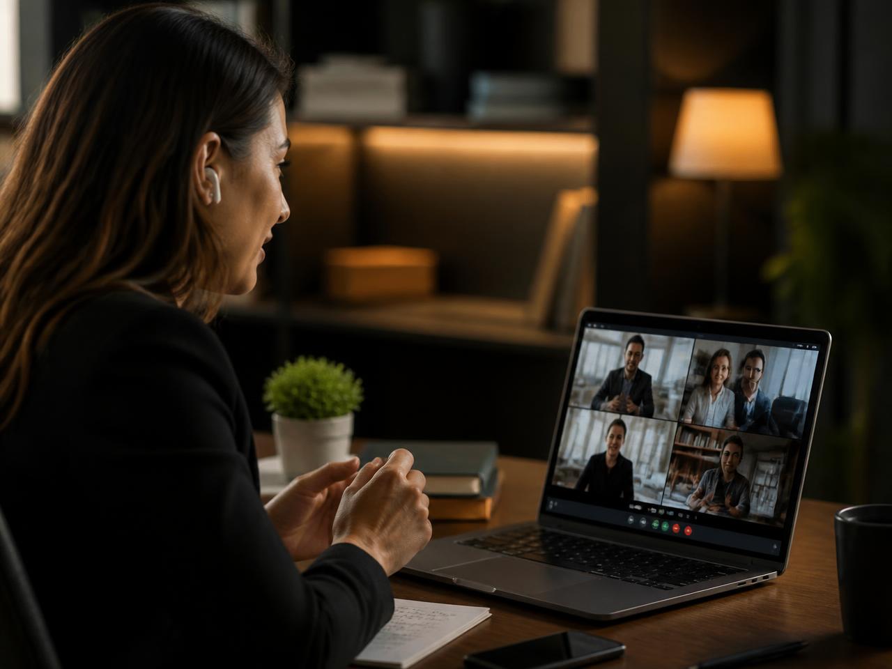 InsightWeave strategist on a video call with clients in different countries
