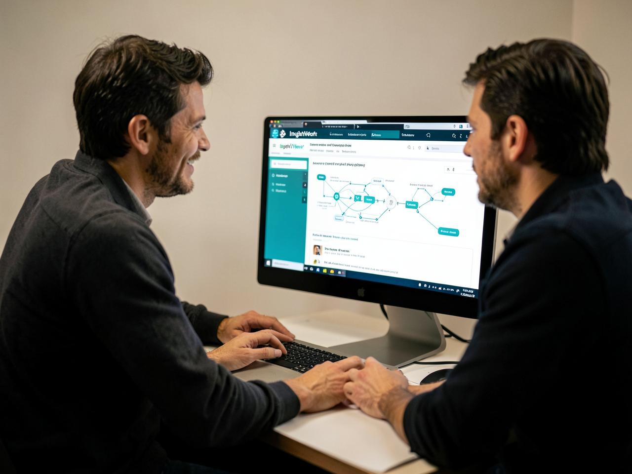 Digital specialists reviewing a website and connected workflow together